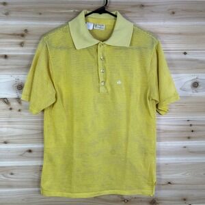 Kings Road Sears Tennis Wear Shirt Men's Medium Yellow Mesh Perma Prest Shirt